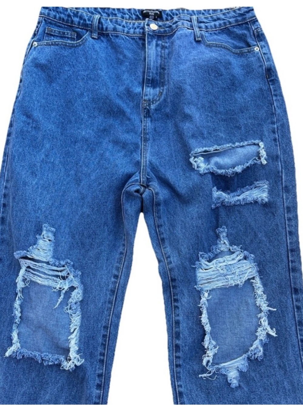 Pretty Little Thing Mid Rise Ripped Jeans Plus Size 14 Straight Leg